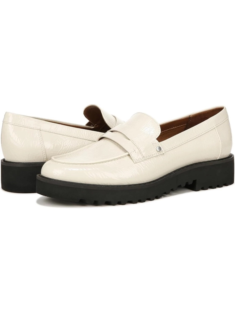 Franco Sarto Cassandra Putty White Patent Faux Leather Loafers Women's size 9